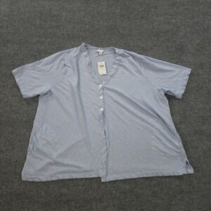 J Jill Sweater Womens‎ 4X Pale Blue 3 Button Linen Blend Cardigan Career Work